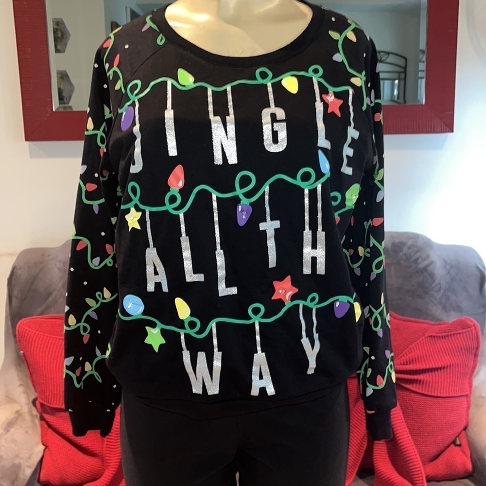 Freeze Jingle All Way Christmas Sweatshirt Led Flashing Light - Picture 4 of 7
